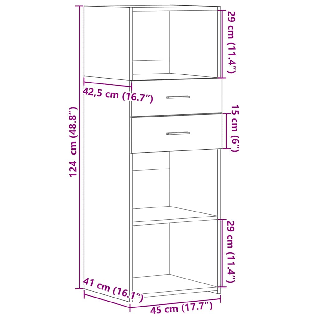 højskab 45x42,5x124 cm konstrueret træ hvid