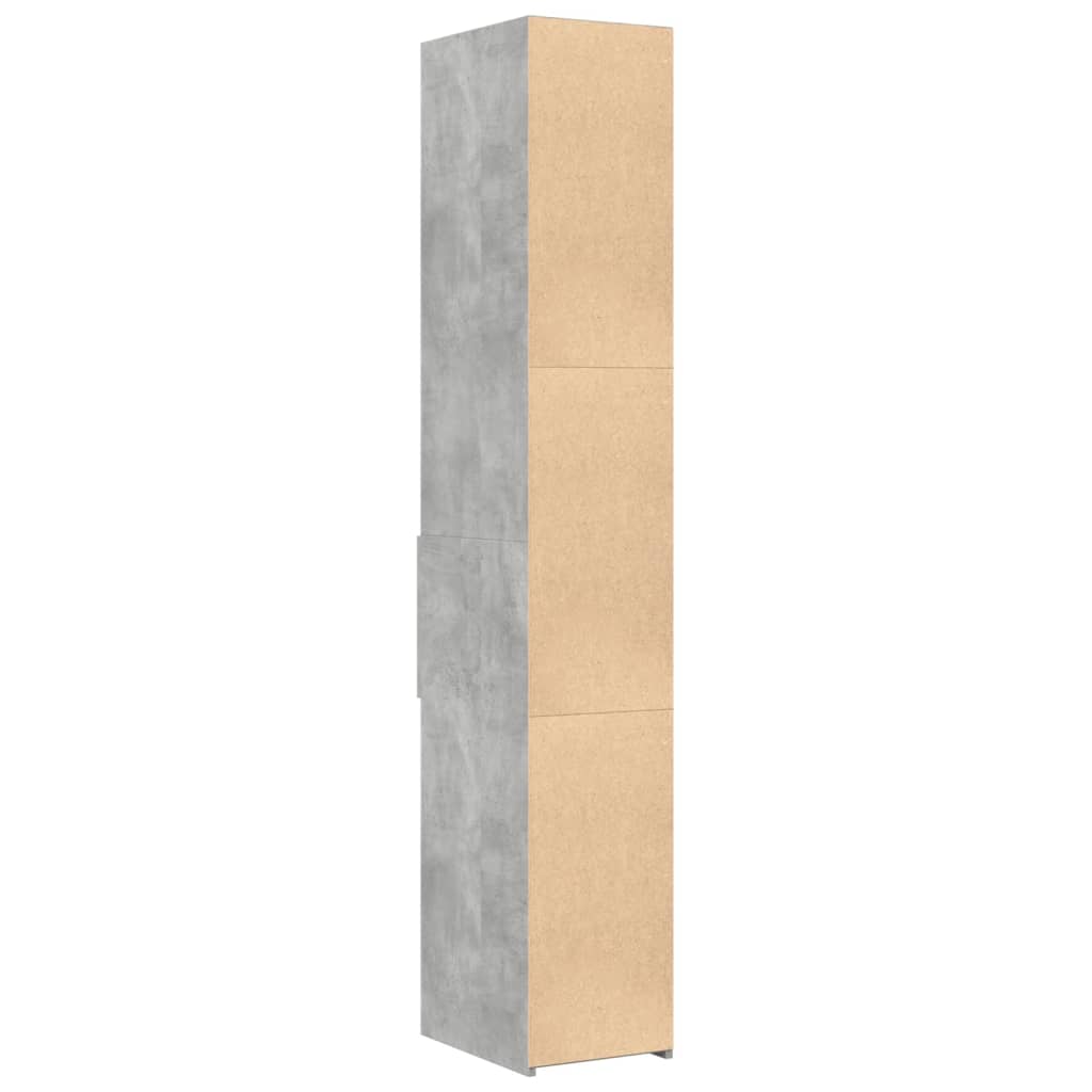 reol 30x42,5x185 cm konstrueret træ betongrå