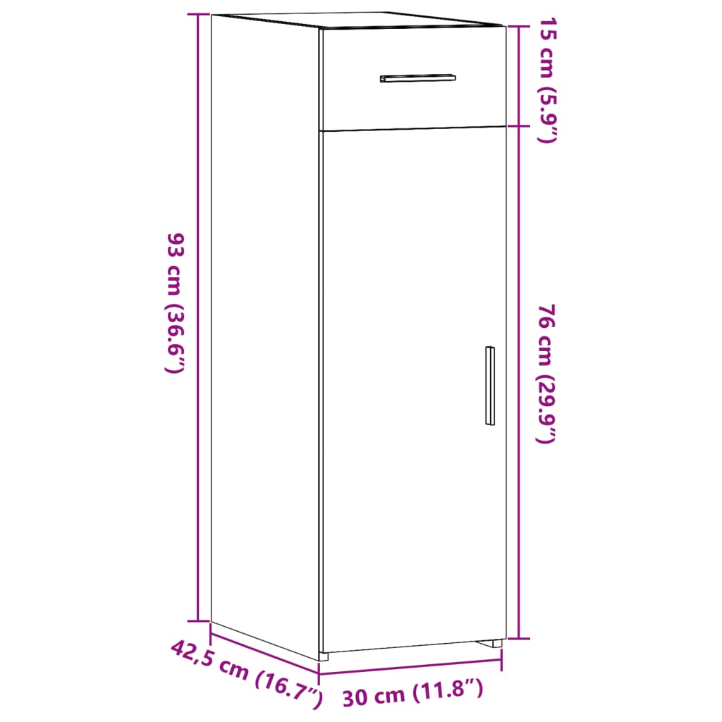 reol 30x42,5x93 cm konstrueret træ sonoma-eg