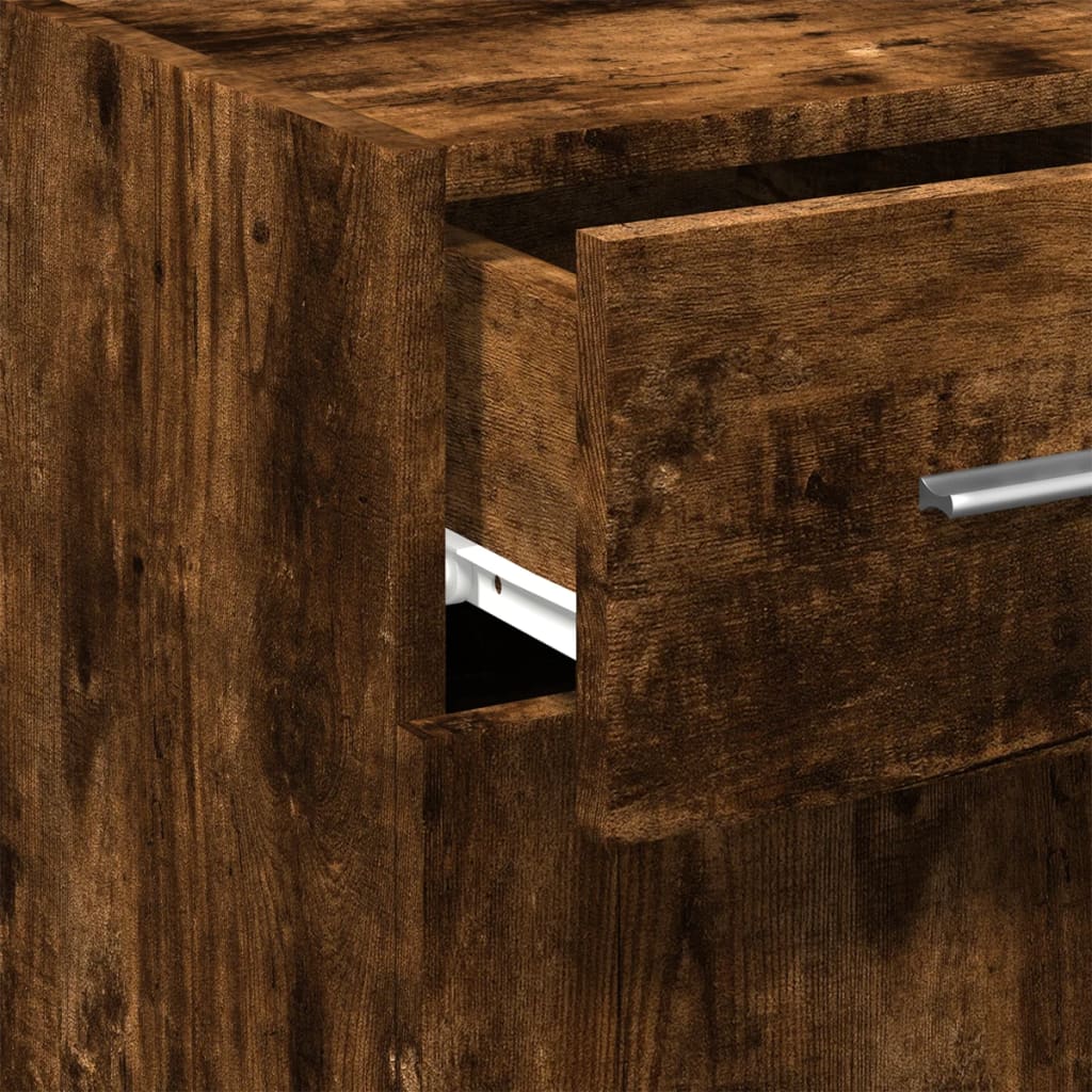 reol 30x42,5x93 cm konstrueret træ røget egetræsfarve