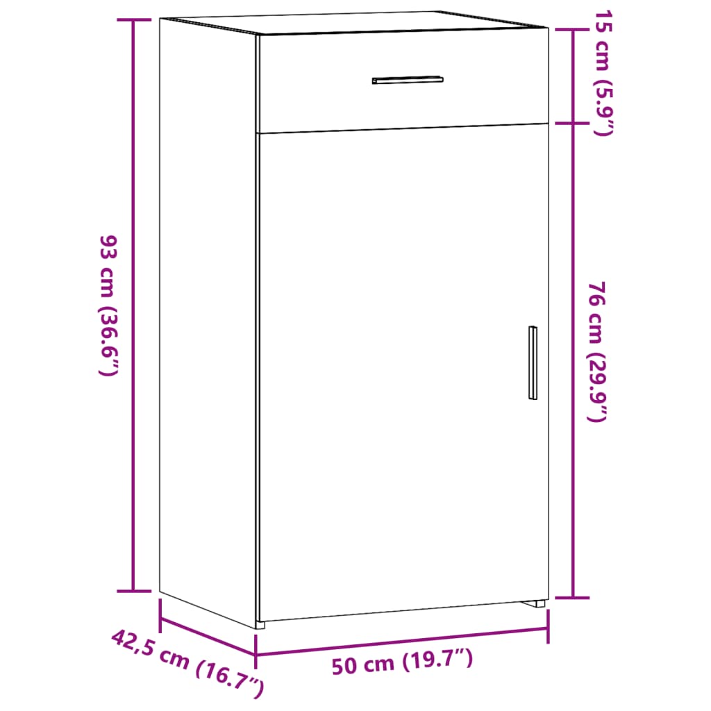 skab 50x42,5x93 cm konstrueret træ røget egetræsfarve