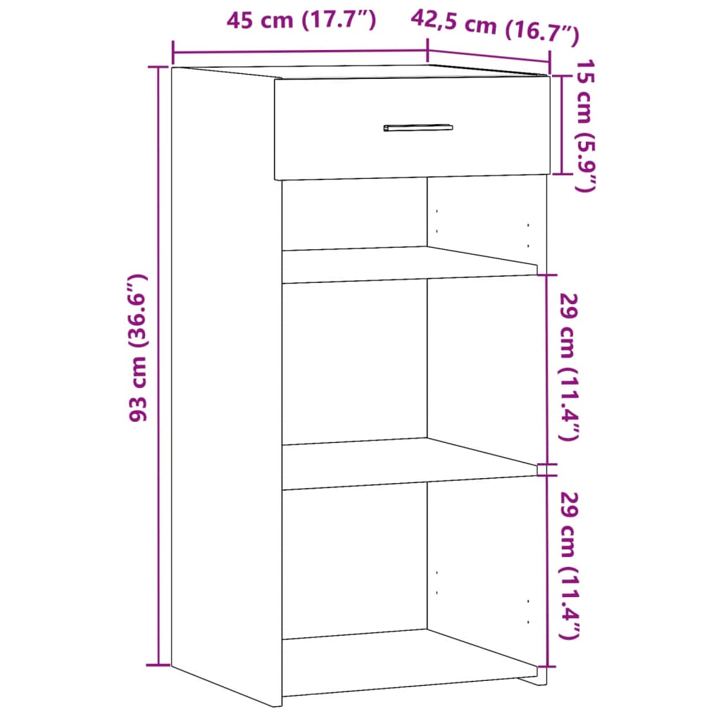 skænk 45x42,5x93 cm konstrueret træ hvid