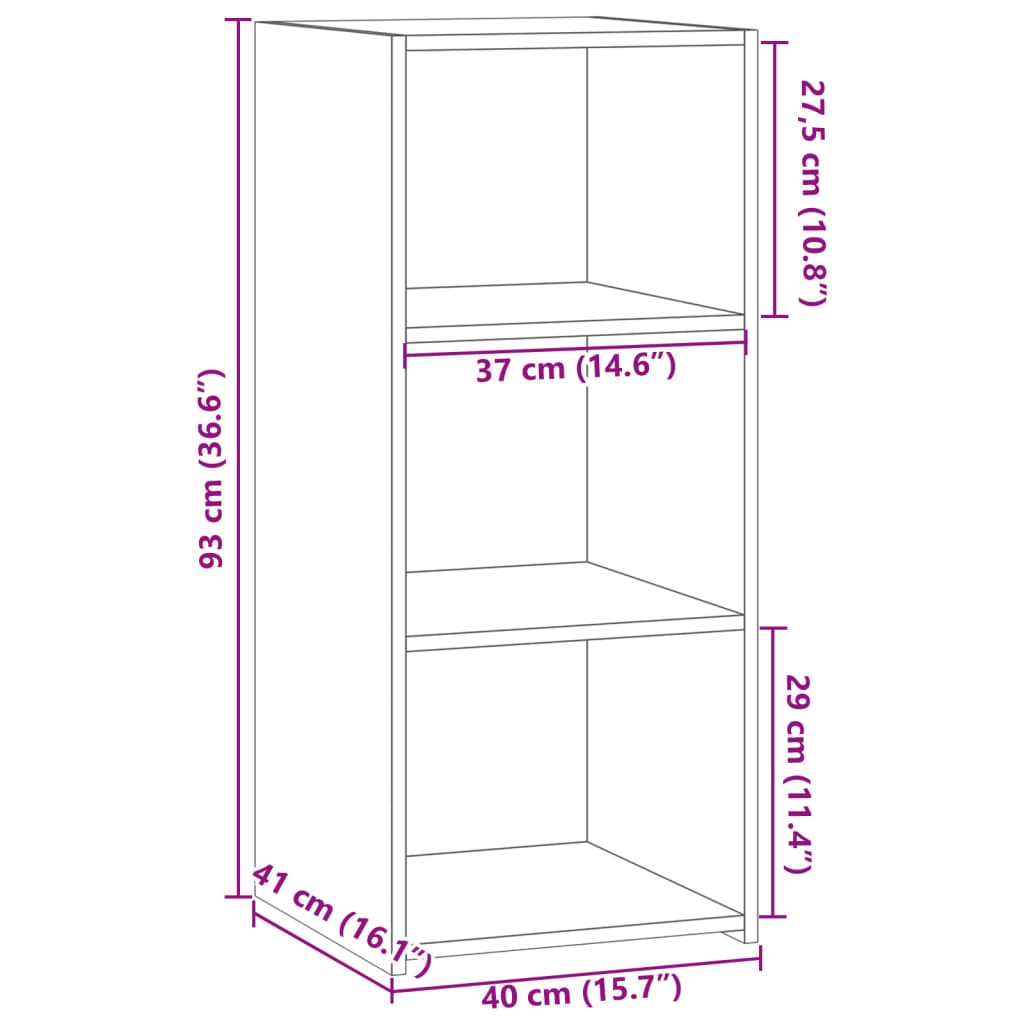 reol 40x41x93 cm konstrueret træ hvid