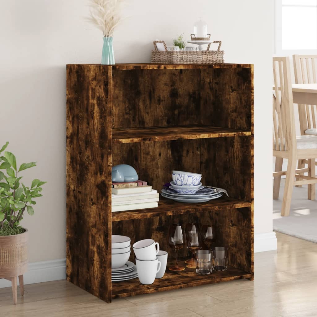 reol 70x41x93 cm konstrueret træ røget egetræsfarve