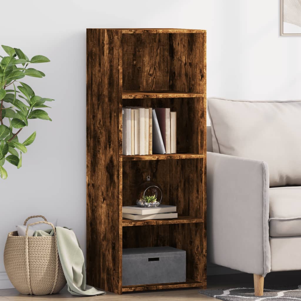 reol 45x41x124 cm konstrueret træ røget egetræsfarve