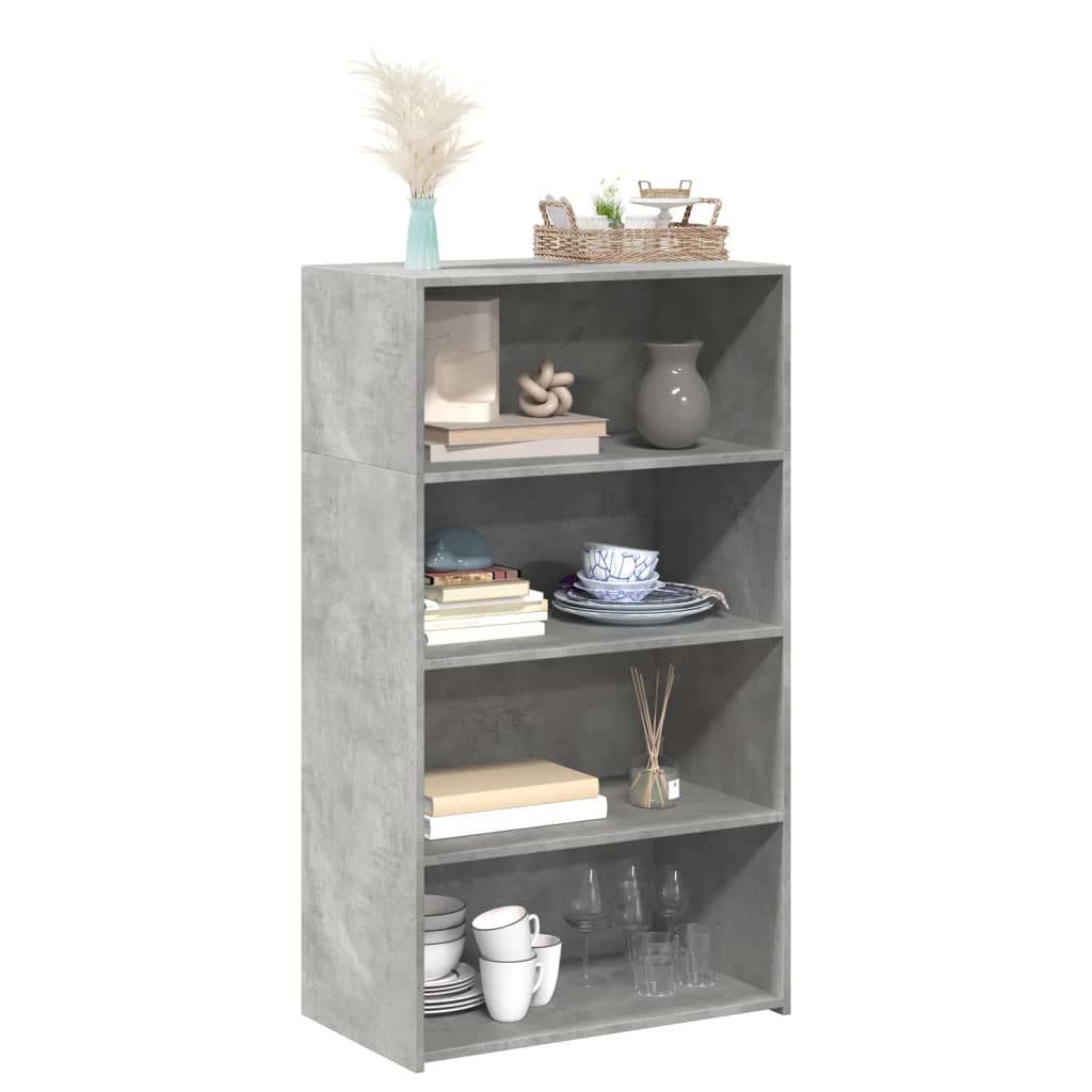 reol 70x41x124 cm konstrueret træ betongrå