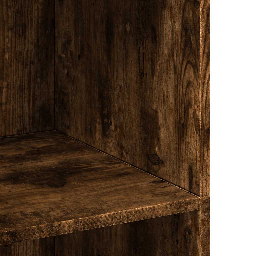 reol 70x41x124 cm konstrueret træ røget egetræsfarve