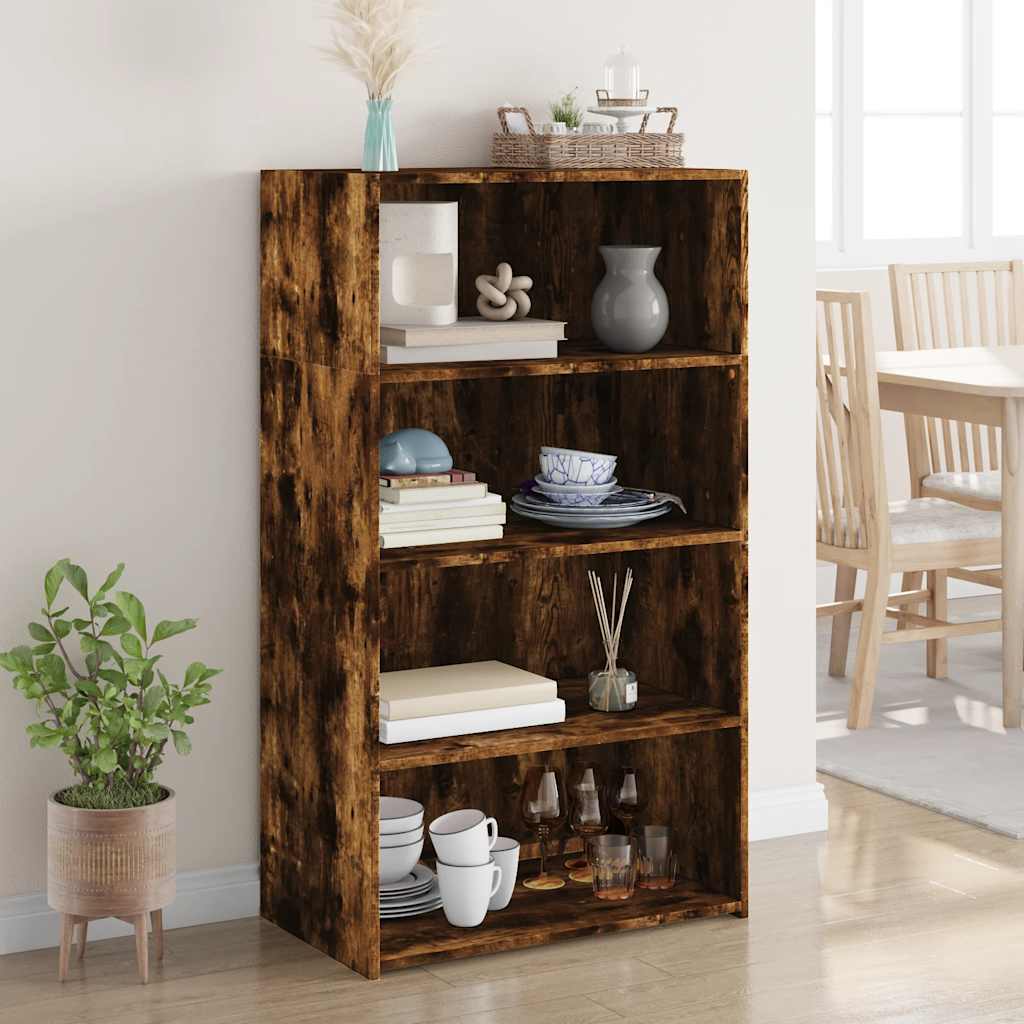 reol 70x41x124 cm konstrueret træ røget egetræsfarve