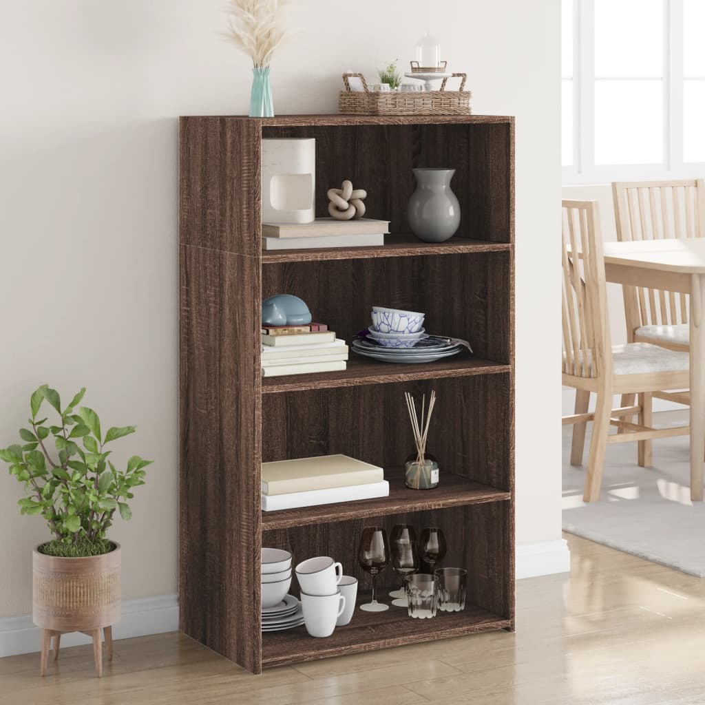 reol 70x41x124 cm konstrueret træ brun egetræsfarve