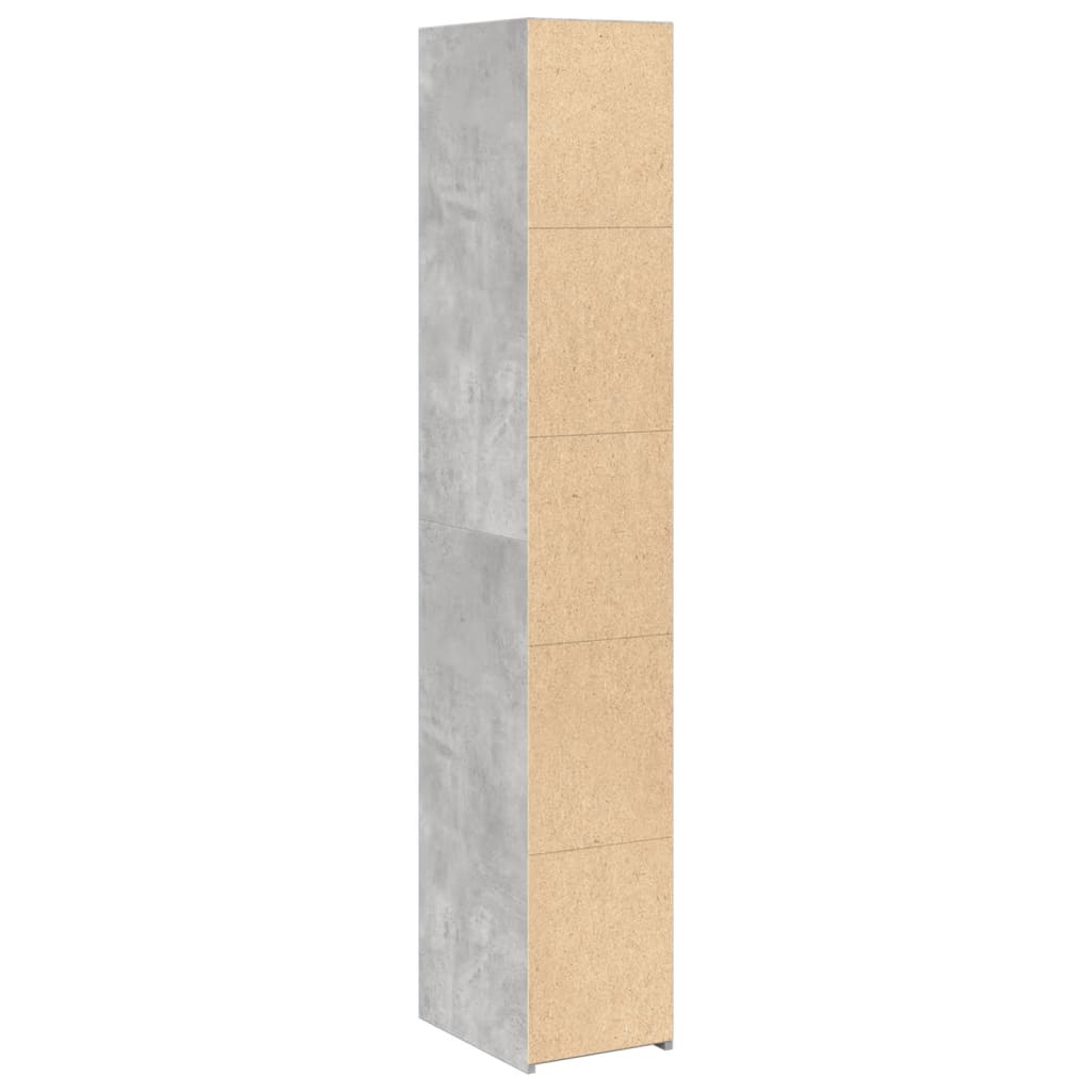 reol 30x41x185 cm konstrueret træ betongrå