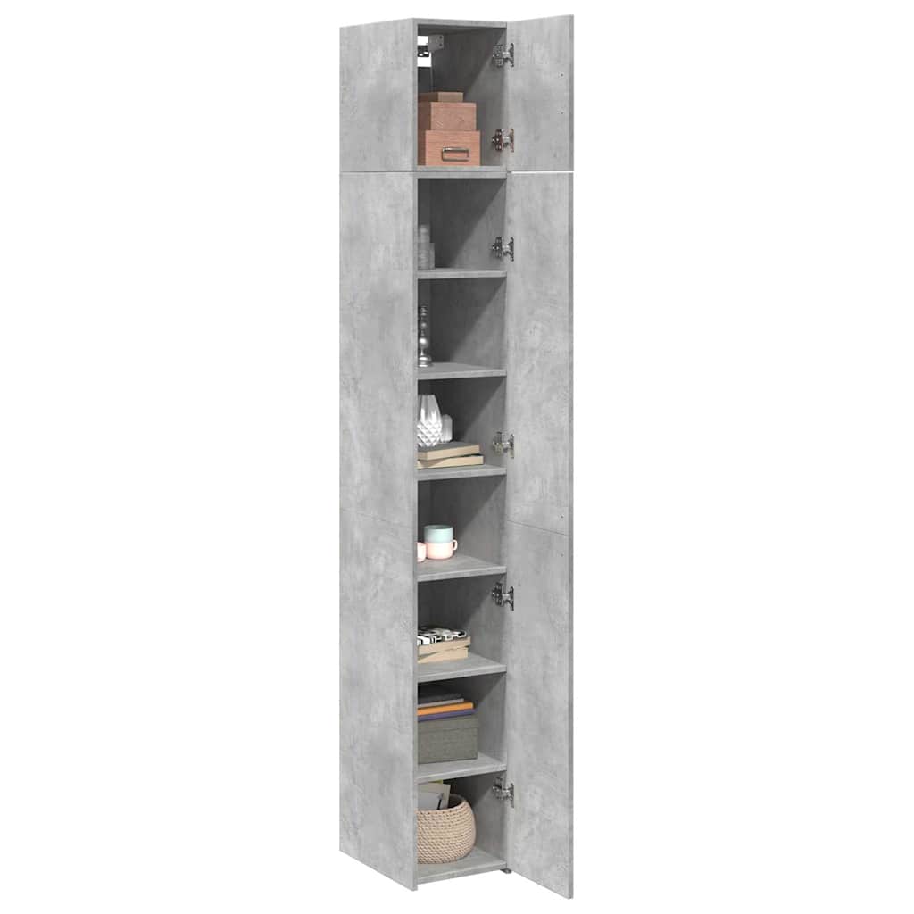 skab 30x42,5x225 cm smalt konstrueret træ betongrå