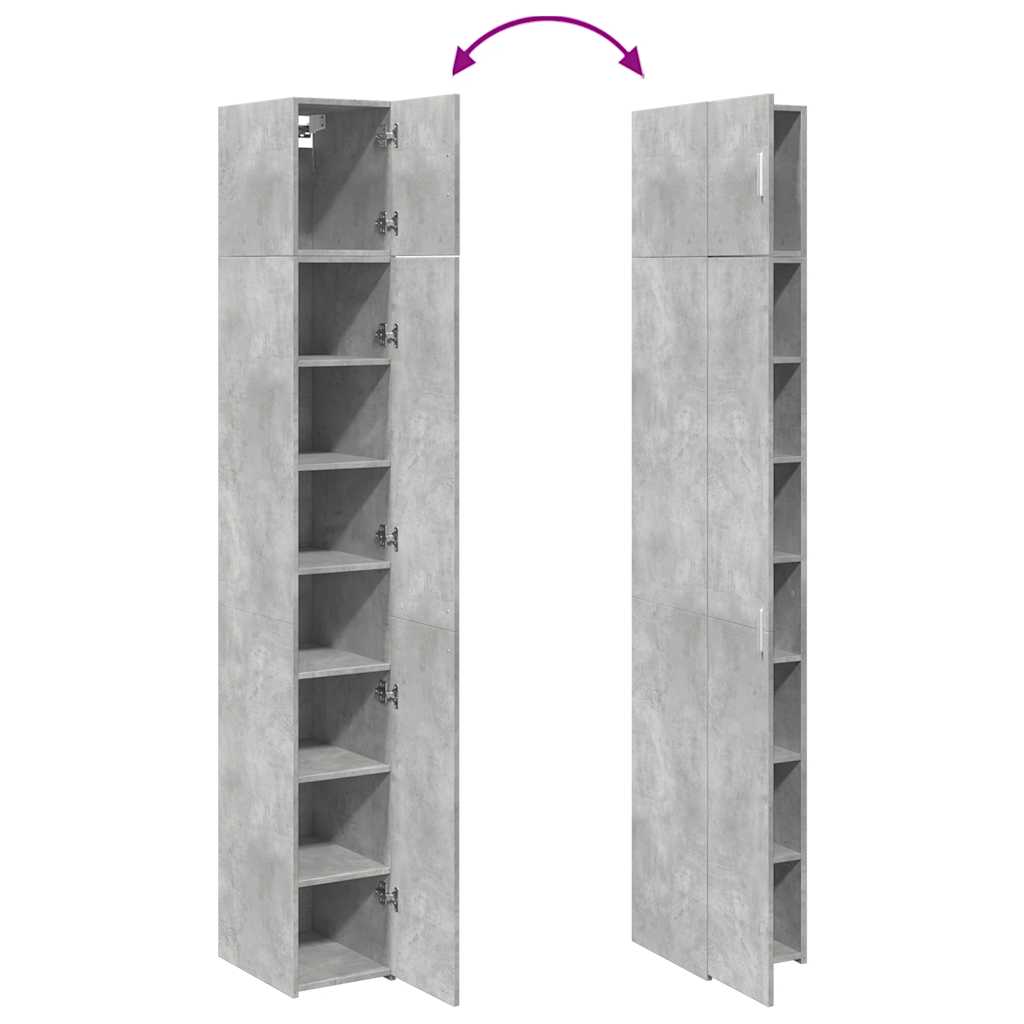 skab 30x42,5x225 cm smalt konstrueret træ betongrå