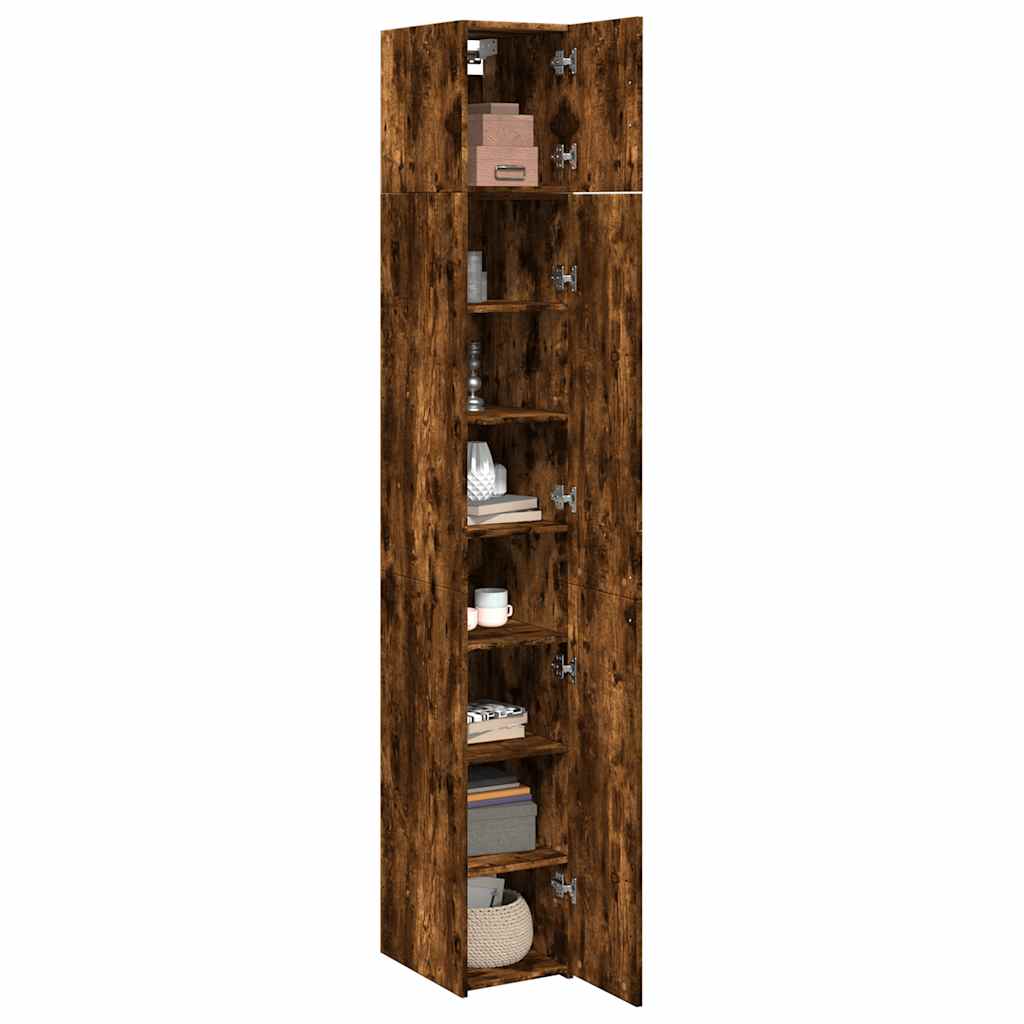skab 30x42,5x225 cm smalt konstrueret træ røget egetræsfarve