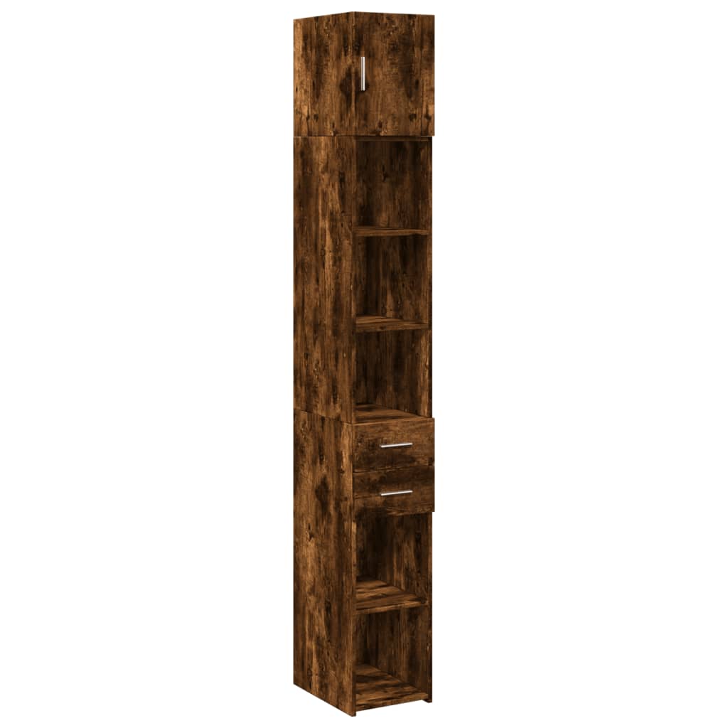 skab 30x42,5x225 cm smalt konstrueret træ røget egetræsfarve