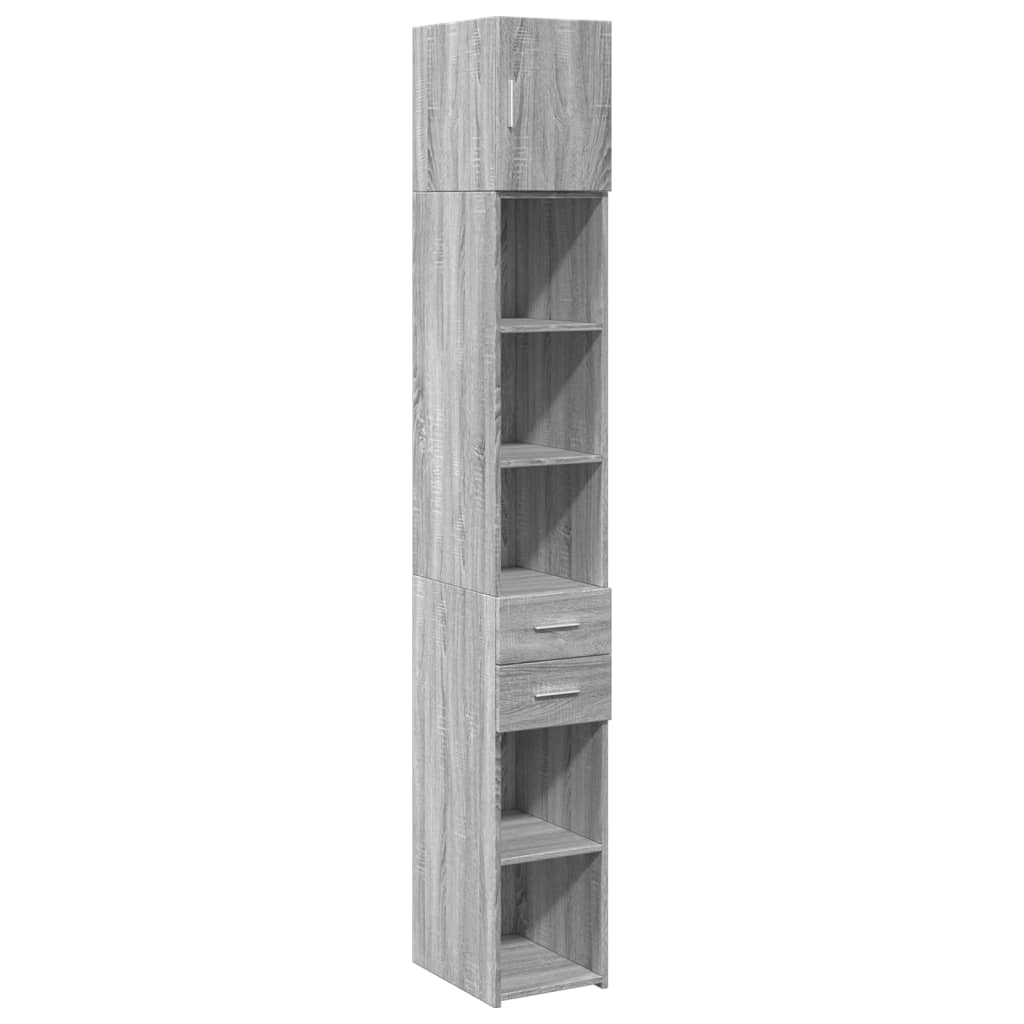 skab 30x42,5x225 cm smalt konstrueret træ grå sonoma-eg