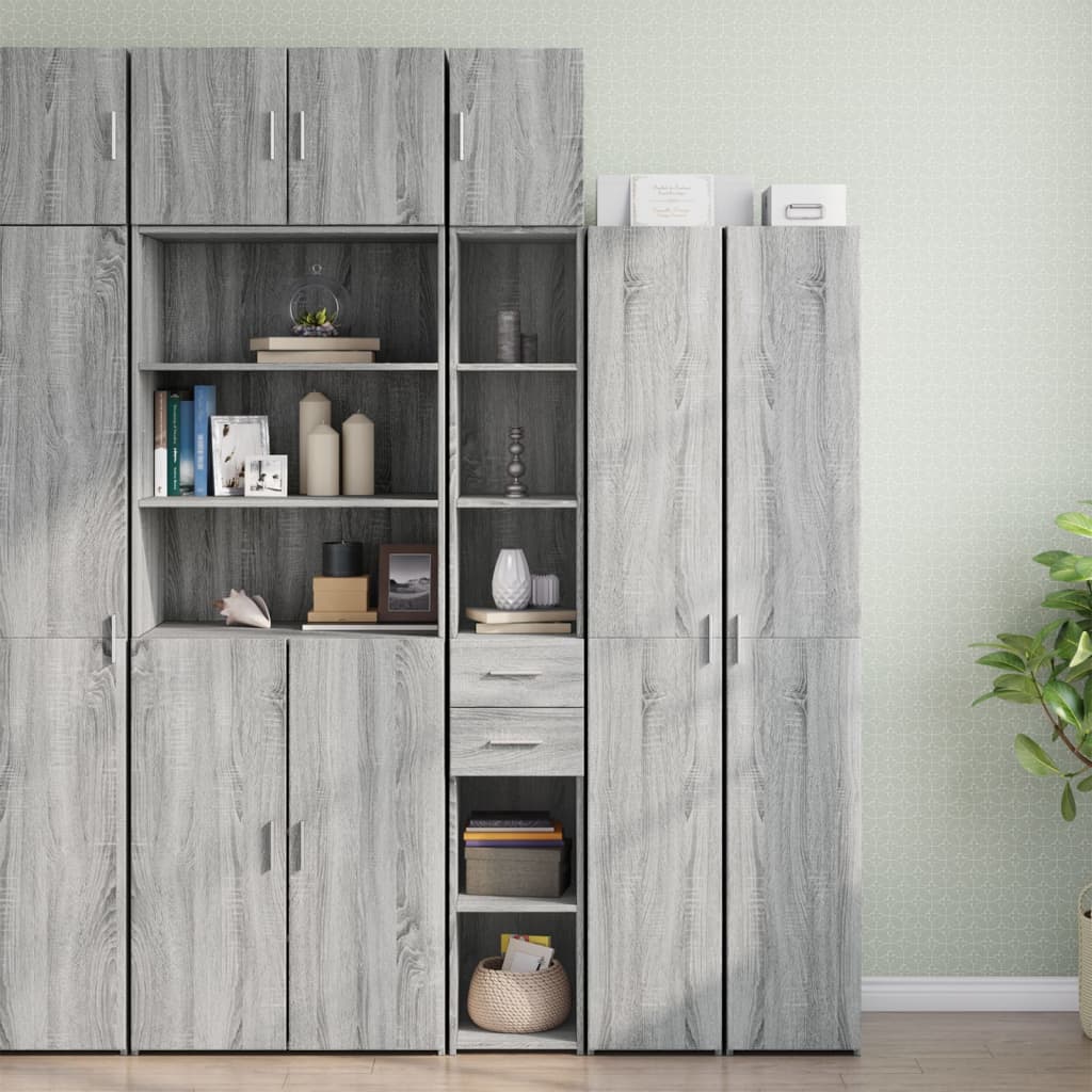 skab 30x42,5x225 cm smalt konstrueret træ grå sonoma-eg