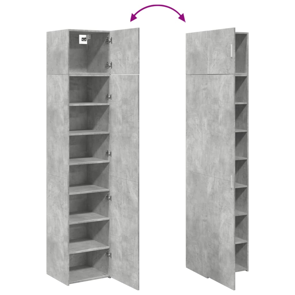 skab 45x42,5x225 cm smalt konstrueret træ betongrå