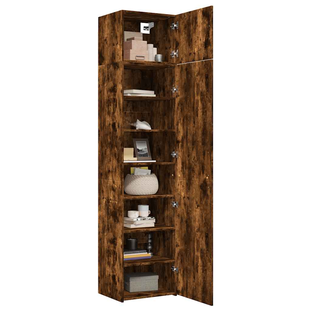 skab 50x42,5x225 cm smalt konstrueret træ røget egetræsfarve