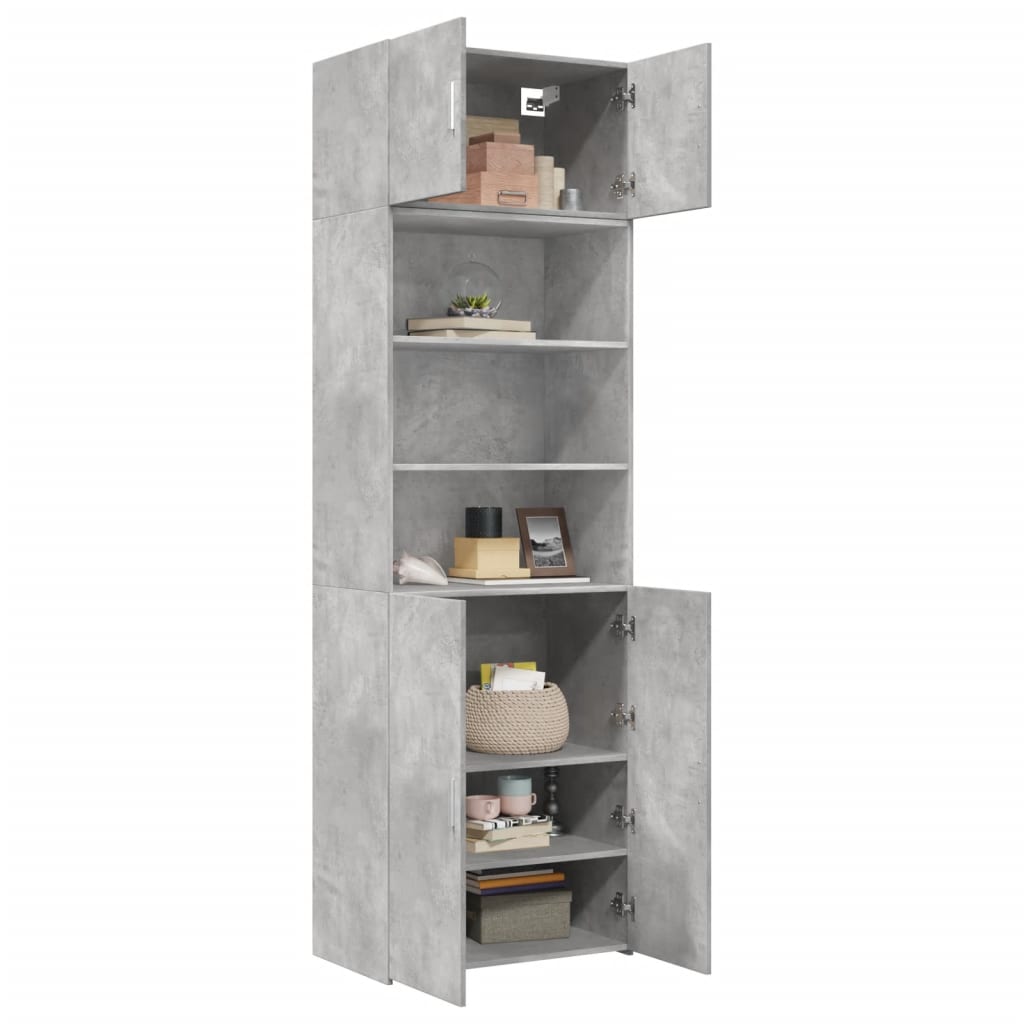 skab 70x42,5x225 cm smalt konstrueret træ betongrå