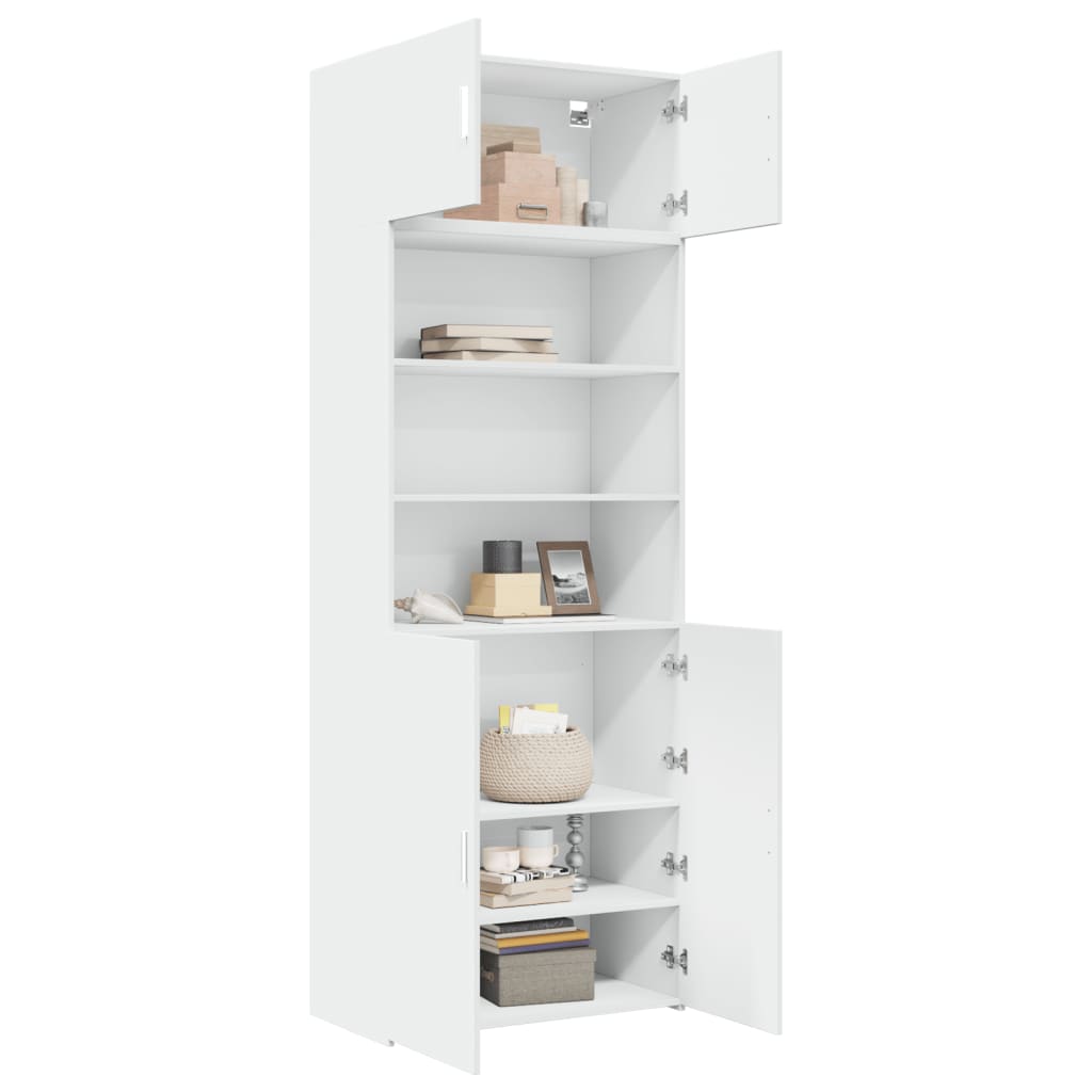 opbevaringsskab 80x42,5x225 cm konstrueret træ hvid