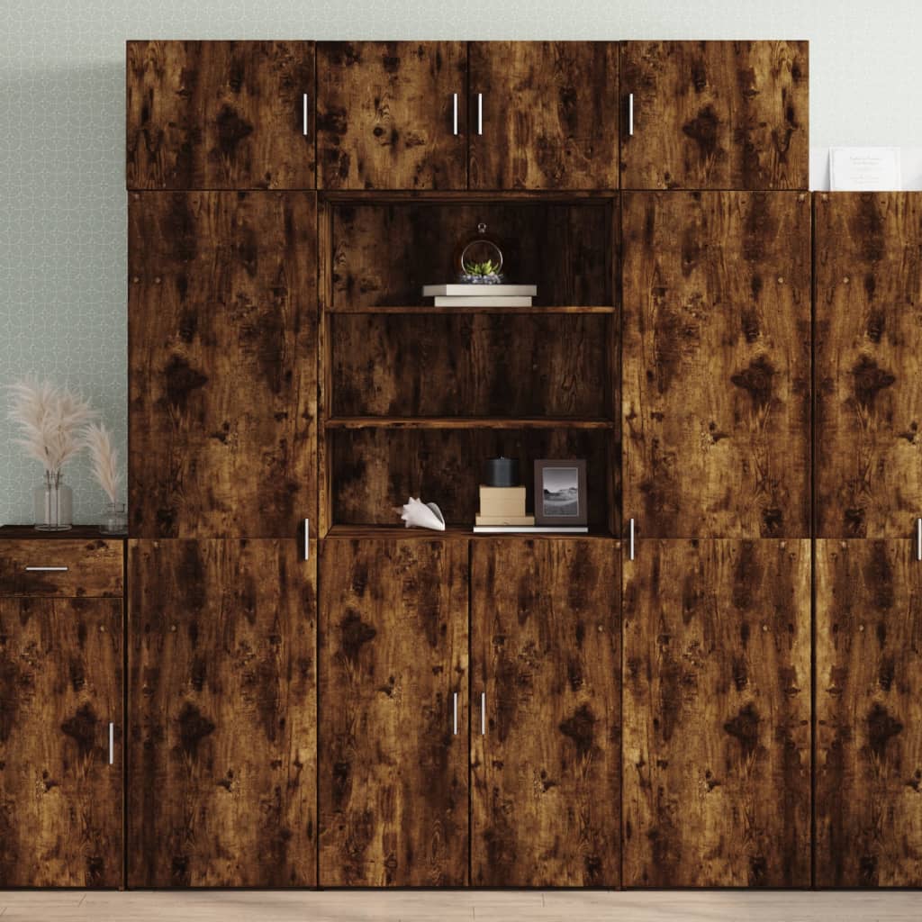 skab 80x42,5x225 cm konstrueret træ røget egetræsfarve