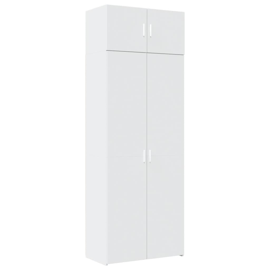 opbevaringsskab 80x42,5x225 cm konstrueret træ hvid