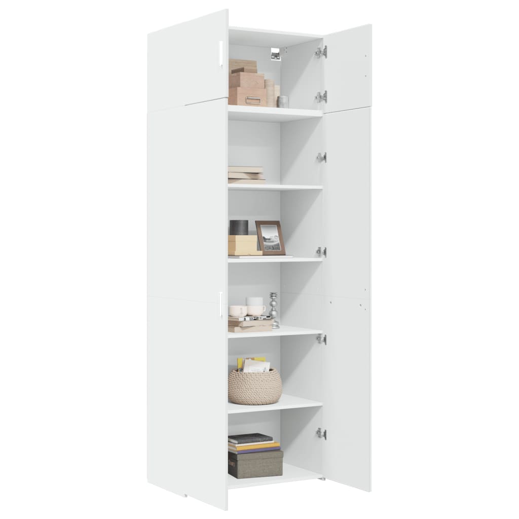 opbevaringsskab 80x42,5x225 cm konstrueret træ hvid