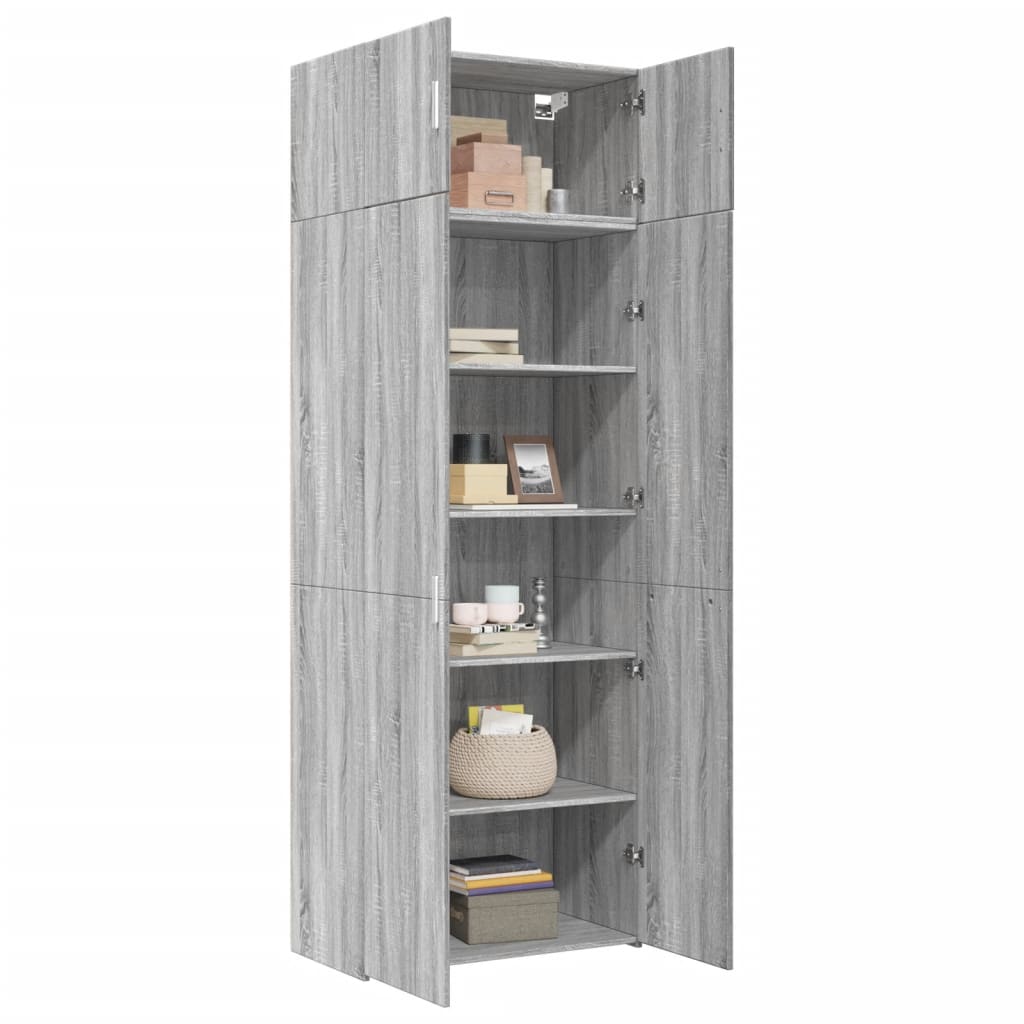 skab 80x42,5x225 cm konstrueret træ grå sonoma-eg