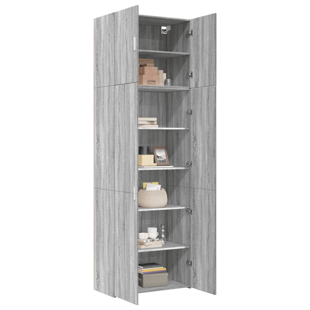 skab 80x42,5x249 cm konstrueret træ grå sonoma-eg