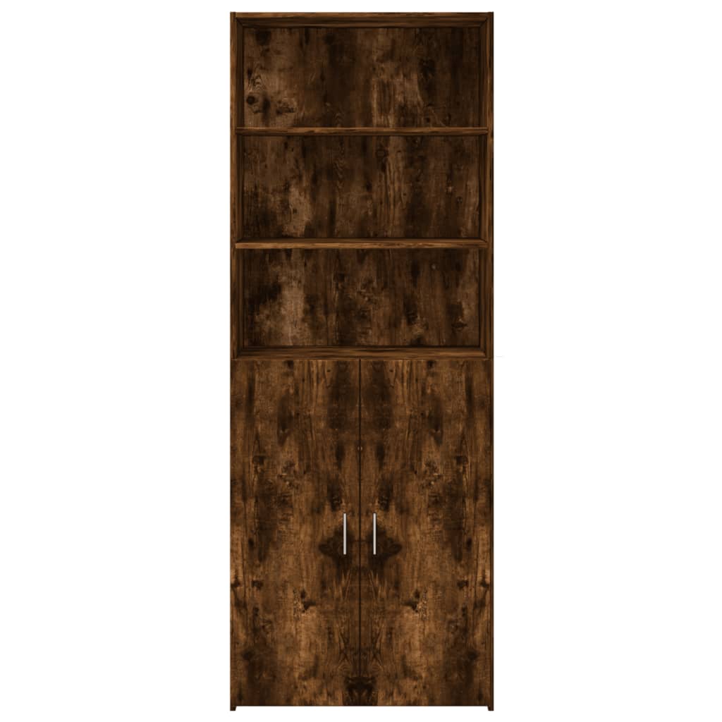 skab 80x42,5x185 cm konstrueret træ røget egetræsfarve
