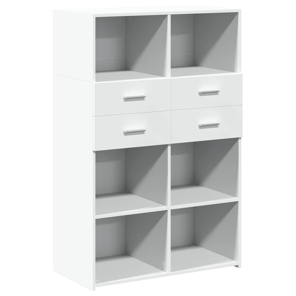 reol 80x42,5x124 cm konstrueret træ hvid