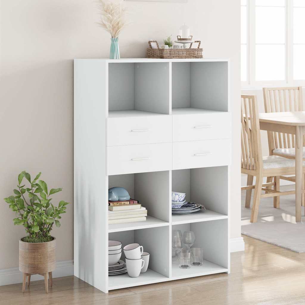 reol 80x42,5x124 cm konstrueret træ hvid