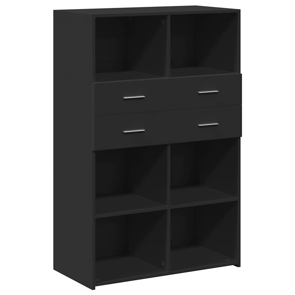 reol 80x42,5x124 cm konstrueret træ sort