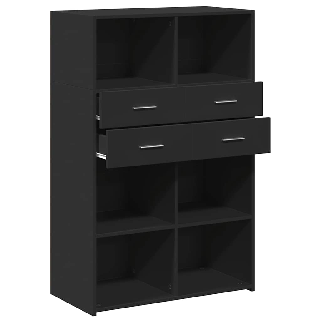 reol 80x42,5x124 cm konstrueret træ sort