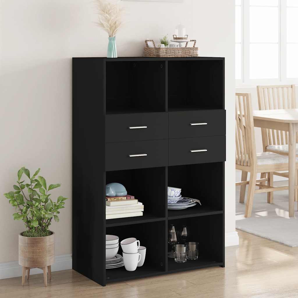 reol 80x42,5x124 cm konstrueret træ sort