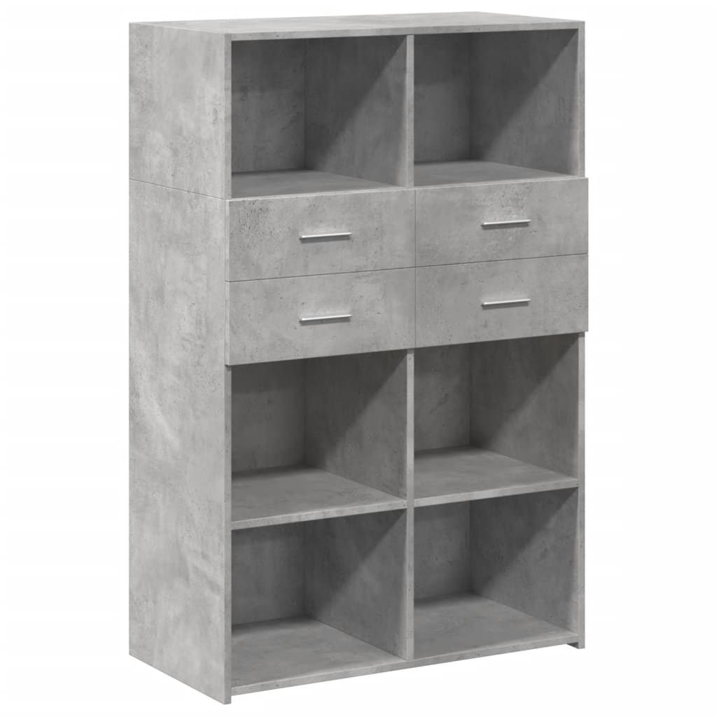 reol 80x42,5x124 cm konstrueret træ betongrå