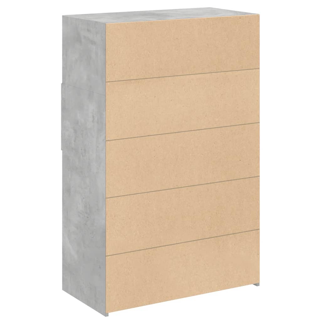 reol 80x42,5x124 cm konstrueret træ betongrå