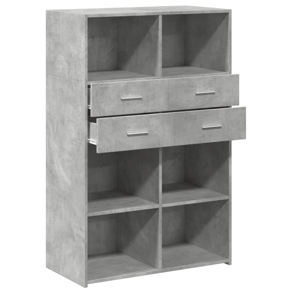 reol 80x42,5x124 cm konstrueret træ betongrå