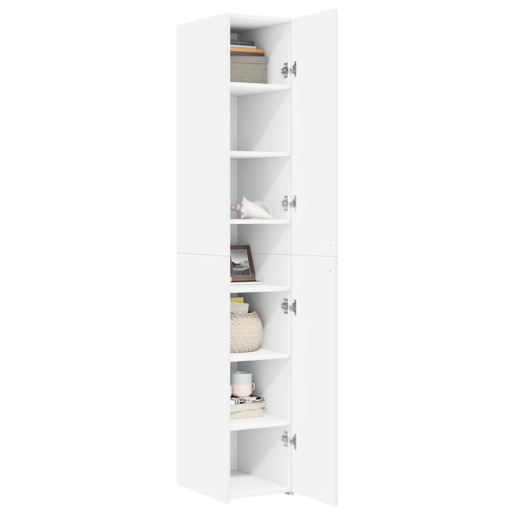 reol 30x42,5x185 cm konstrueret træ hvid