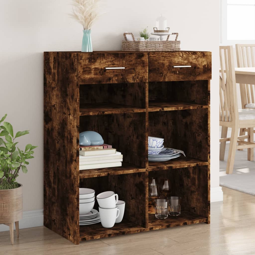 skænk 80x42,5x93 cm konstrueret træ røget egetræsfarve