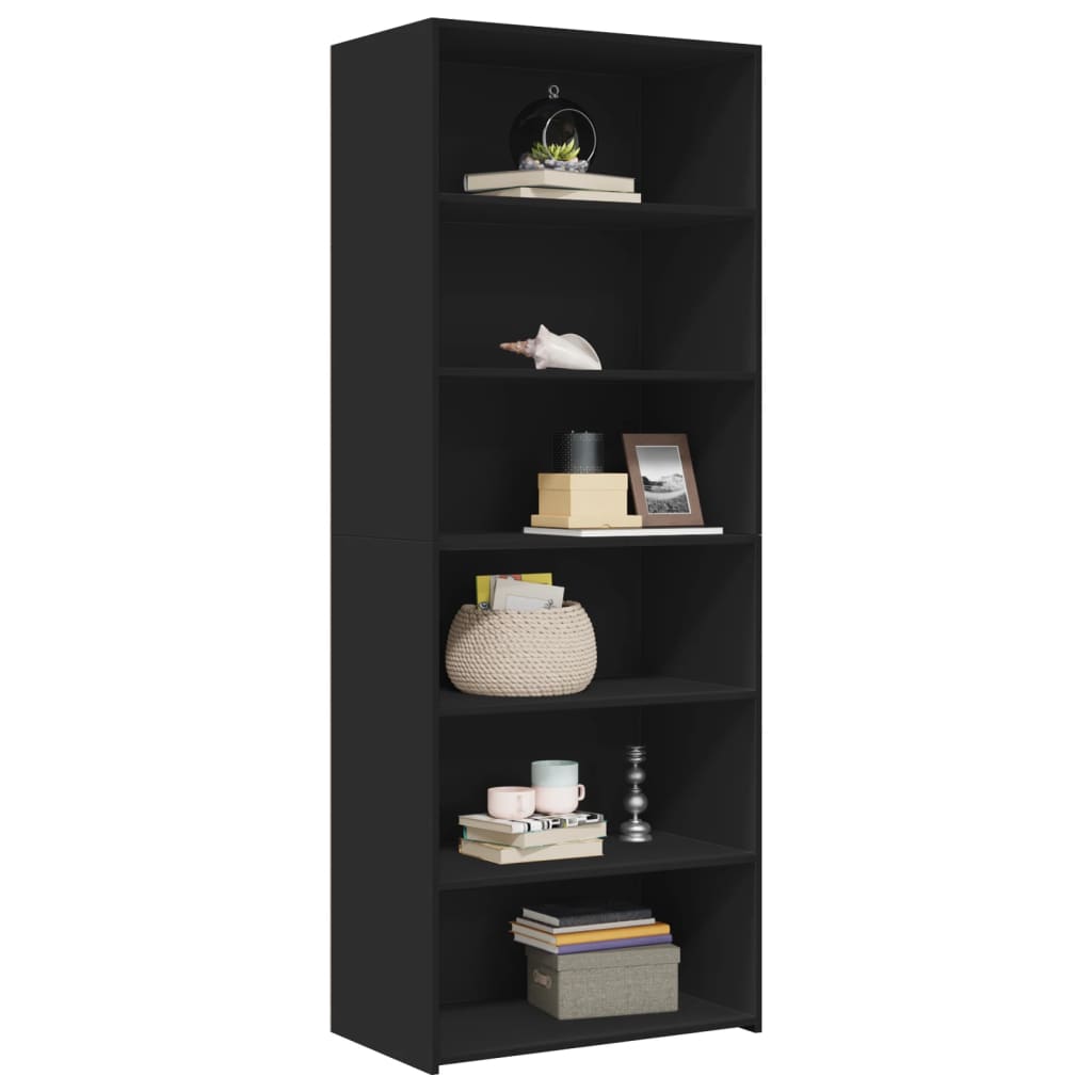 reol 70x41x185 cm konstrueret træ sort