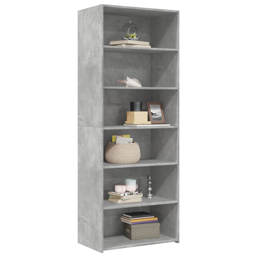reol 70x41x185 cm konstrueret træ betongrå