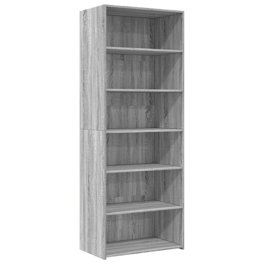 reol 70x41x185 cm konstrueret træ grå sonoma-eg