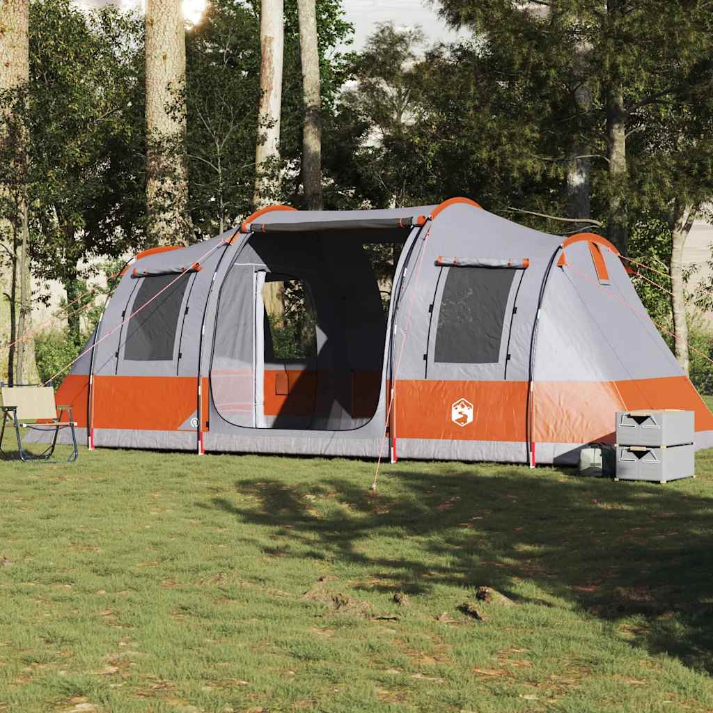 4-personers campingtelt vandtæt grå og orange