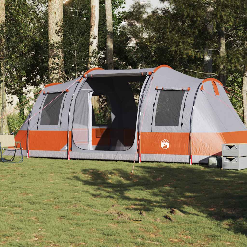 4-personers campingtelt vandtæt grå og orange