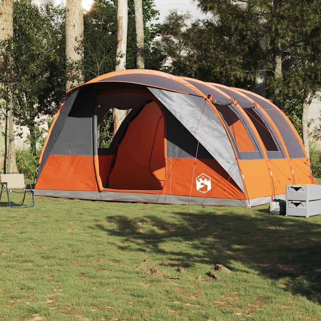 5-personers campingtelt vandtæt grå og orange