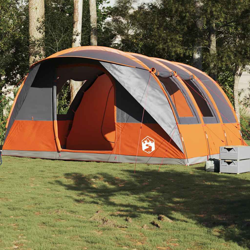 5-personers campingtelt vandtæt grå og orange