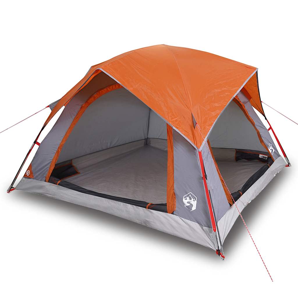 4-personers campingtelt vandtæt grå og orange