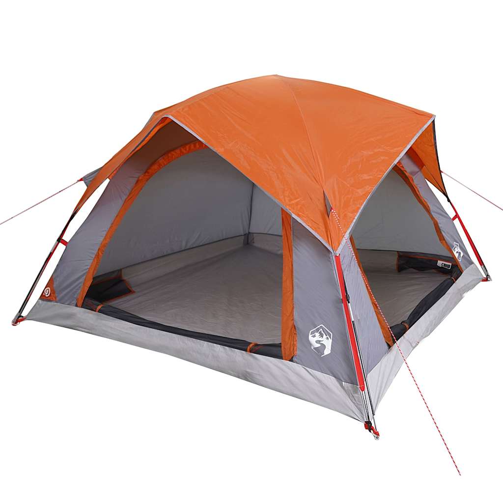 4-personers campingtelt vandtæt grå og orange