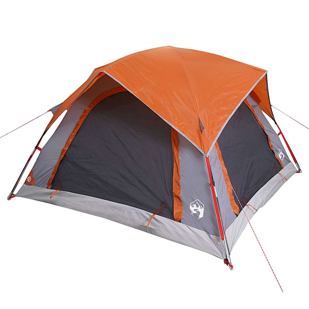 4-personers campingtelt vandtæt grå og orange